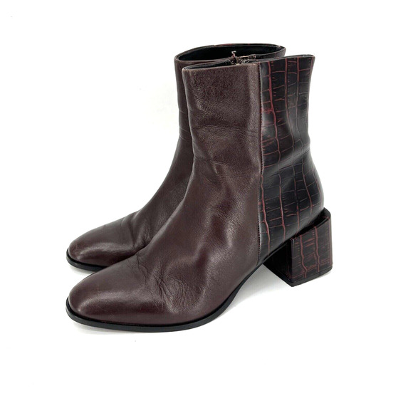 Seychelles Boots Womens 6.5 Burgundy Croc Embossed Siesta Bootie - Picture 11 of 11